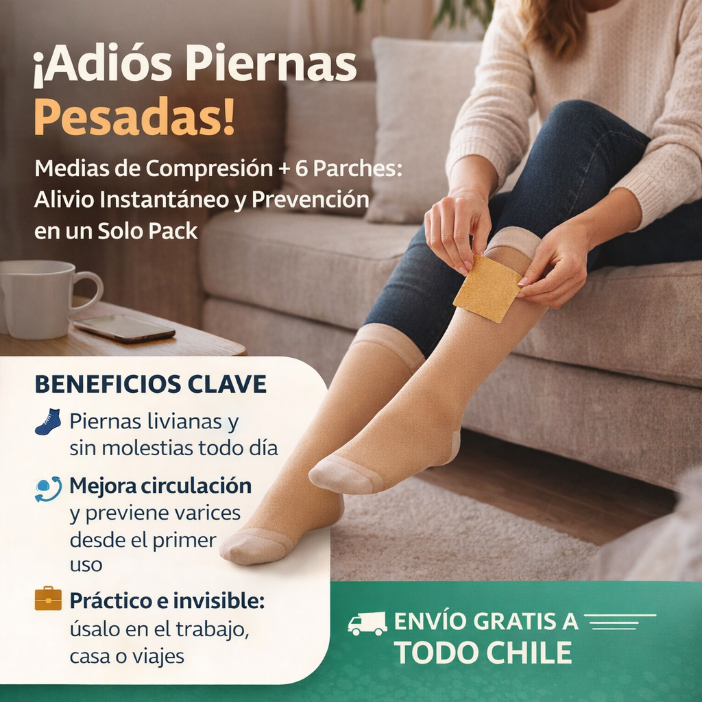 Medias de Compresión + 6 Parches Adios Varices GRATIS