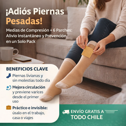 Medias de Compresión + 6 Parches Adios Varices GRATIS