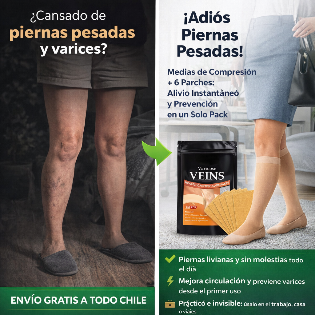 Medias de Compresión + 6 Parches Adios Varices GRATIS