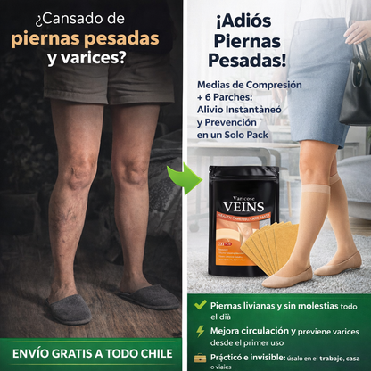 Medias de Compresión + 6 Parches Adios Varices GRATIS
