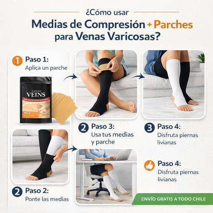 Medias de Compresión + 6 Parches Adios Varices GRATIS