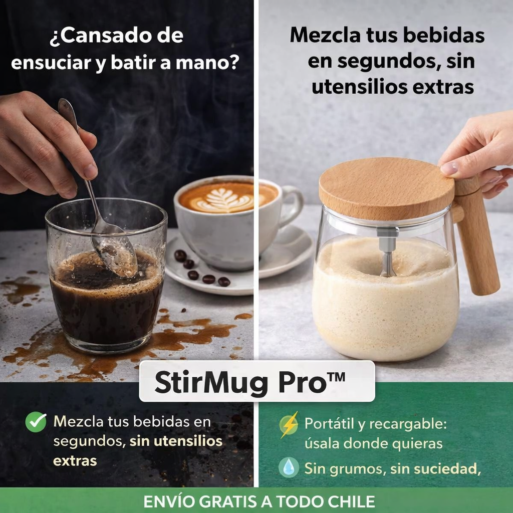 StirMug Pro™ – Mezcla en segundos ☕⚡ +50 Recetas estilo Starbucks 🎁
