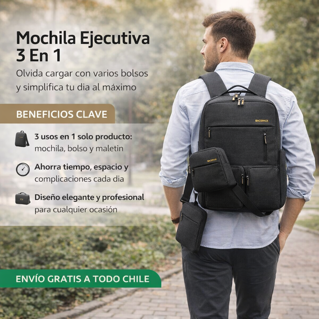 Mochila Ejecutiva 3 en 1 - PROMOCION SOLO POR HOY