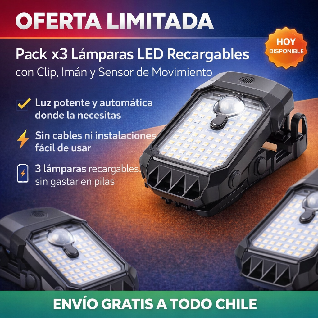 3X1 Lámparas LED con Clip -  ilumina cualquier rincón de tu casa