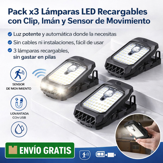 3X1 Lámparas LED con Clip -  ilumina cualquier rincón de tu casa