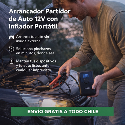 Arrancador Partidor de Auto 12V con Inflador Portátil