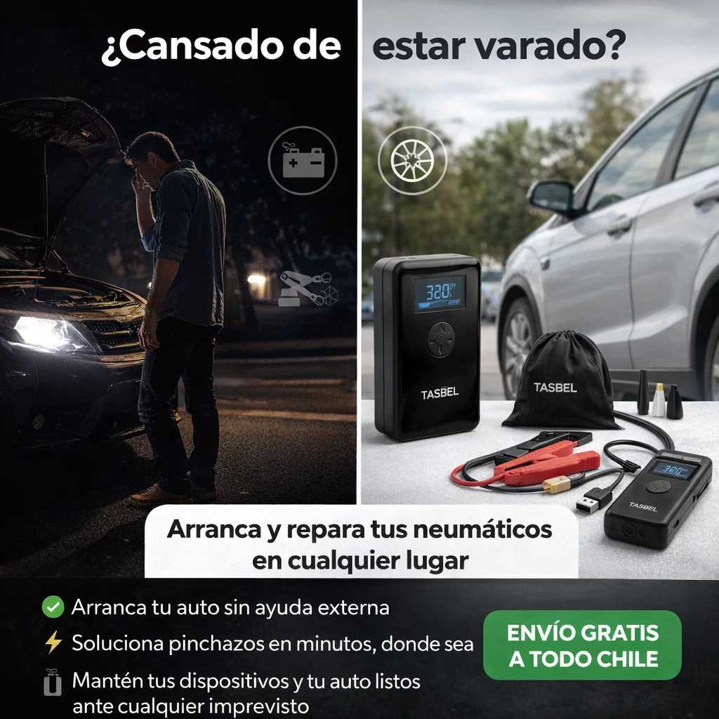 Arrancador Partidor de Auto 12V con Inflador Portátil