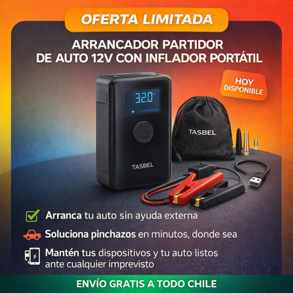 Arrancador Partidor de Auto 12V con Inflador Portátil