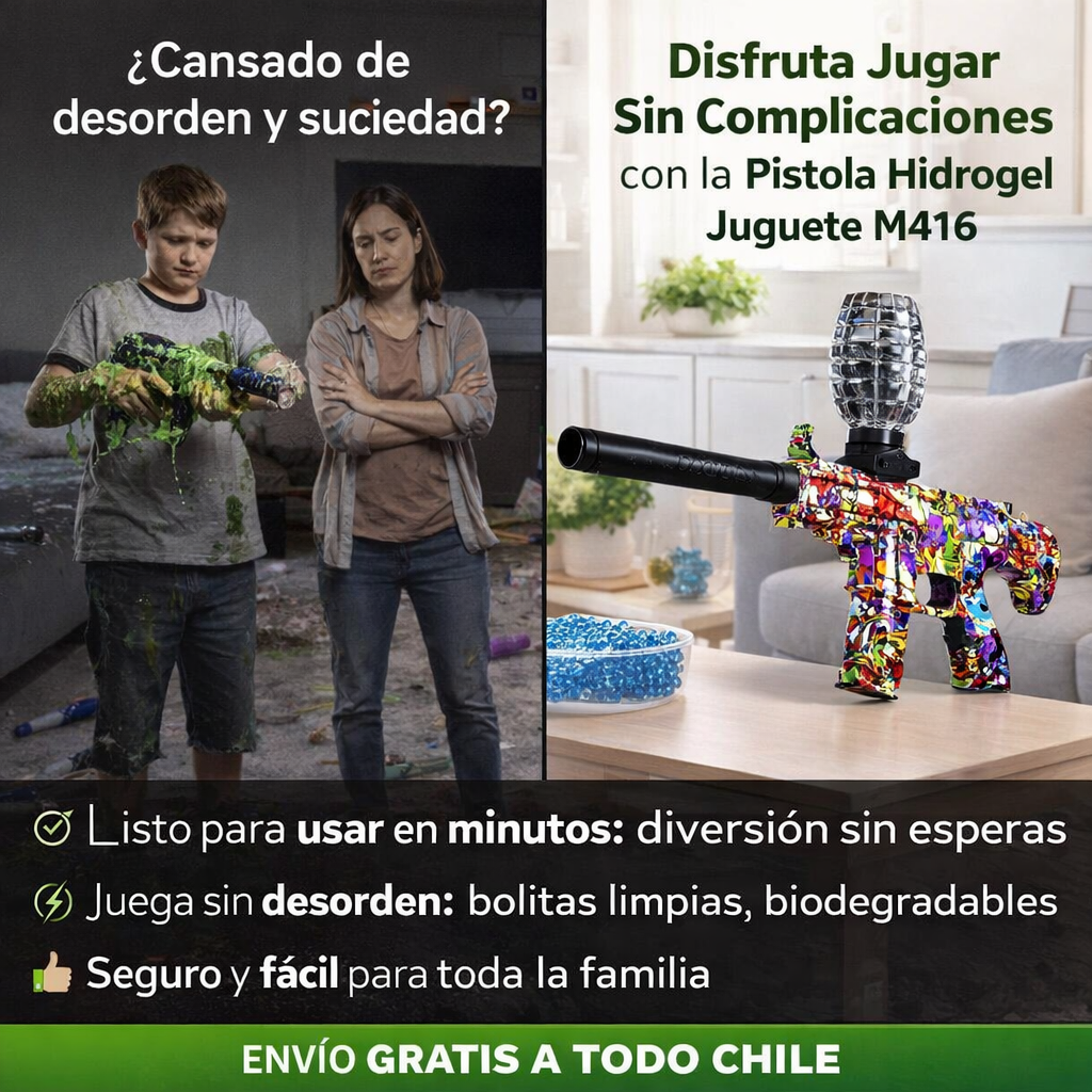 Pistola Hidrogel M416 -  Disfruta Jugar en Familia