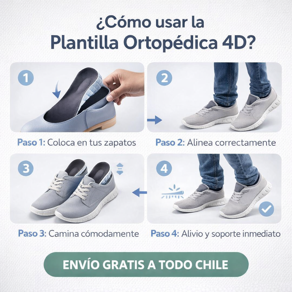 Plantilla Ortopédica 4D! Solución real para fascitis plantar y cansancio diario – Oferta 2x1 exclusiva.