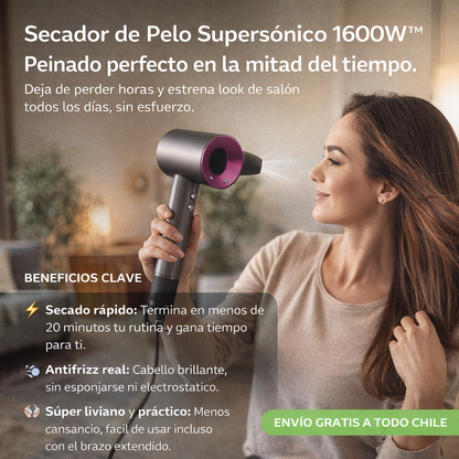 Secador de Pelo Supersónico™  + 5 Boquillas GRATIS
