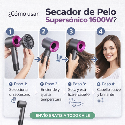 Secador de Pelo Supersónico™  + 5 Boquillas GRATIS