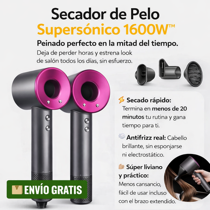 Secador de Pelo Supersónico™  + 5 Boquillas GRATIS