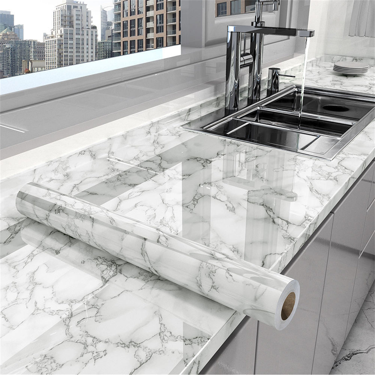 🏚 Papel Adhesivo de Mármol 10metros (20% OFF) 🏠