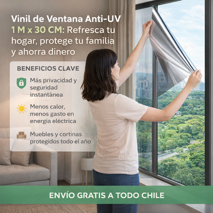 Vinil de Ventana Anti-UV 1 M x 30 CM: Refresca tu hogar, protege tu familia y ahorra dinero