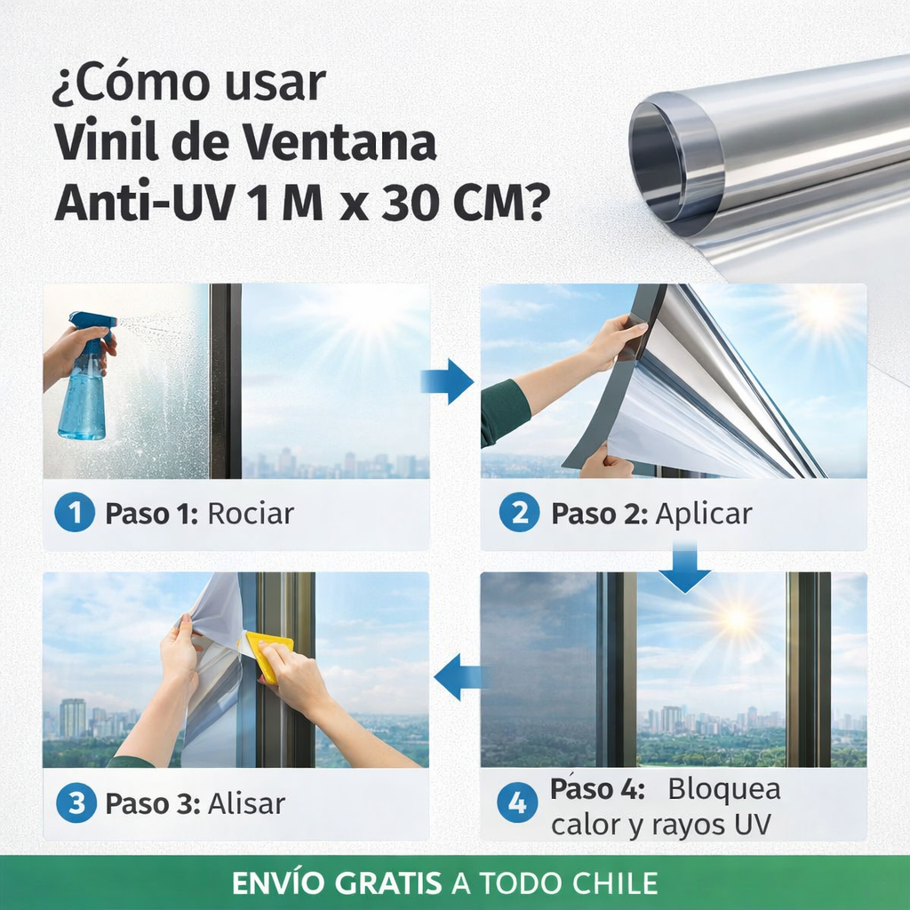 Vinil de Ventana Anti-UV 1 M x 30 CM: Refresca tu hogar, protege tu familia y ahorra dinero