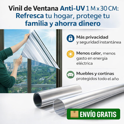 Vinil de Ventana Anti-UV 1 M x 30 CM: Refresca tu hogar, protege tu familia y ahorra dinero