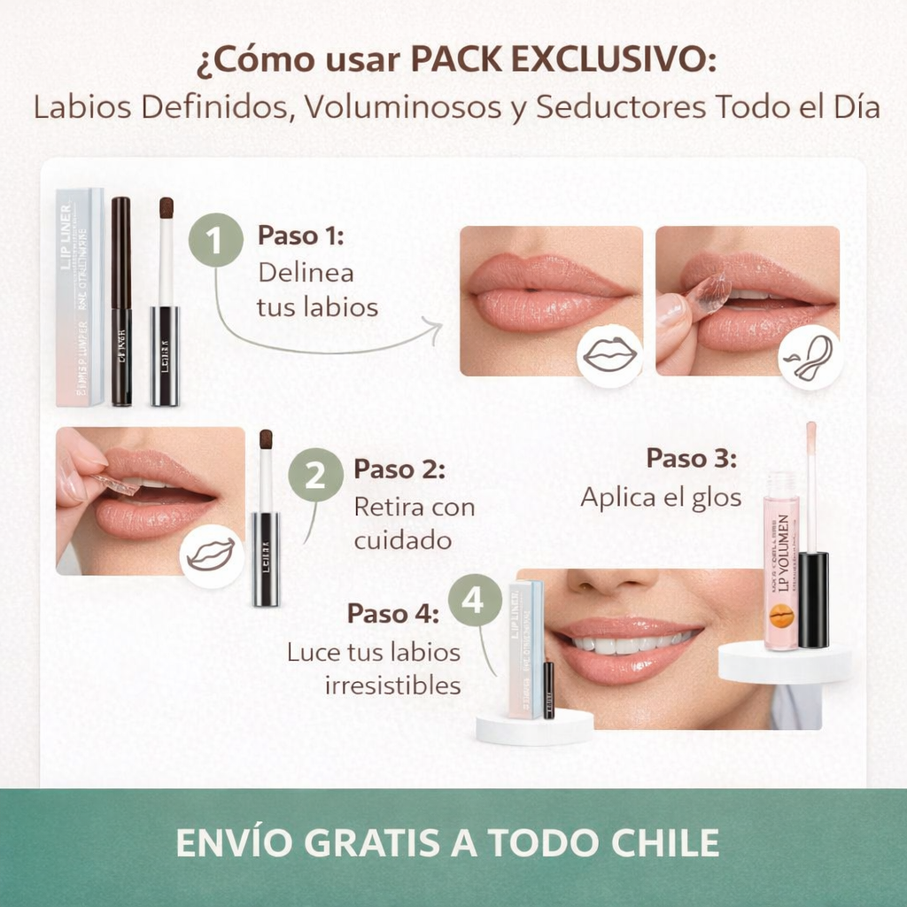 LIP DUO MAX™ 💋 Delineador 24H + Gloss Volumen & Hidratación ¡GRATIS!