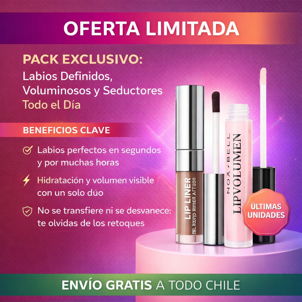 LIP DUO MAX™ 💋 Delineador 24H + Gloss Volumen & Hidratación ¡GRATIS!