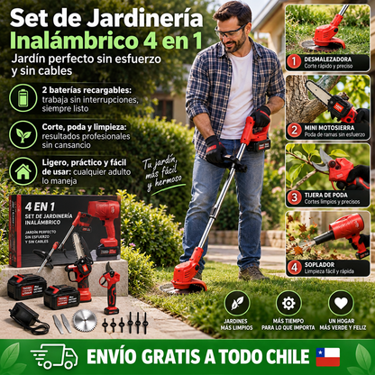 Set de Jardinería Inalámbrico 4 en 1 – Jardín perfecto sin esfuerzo y sin cables