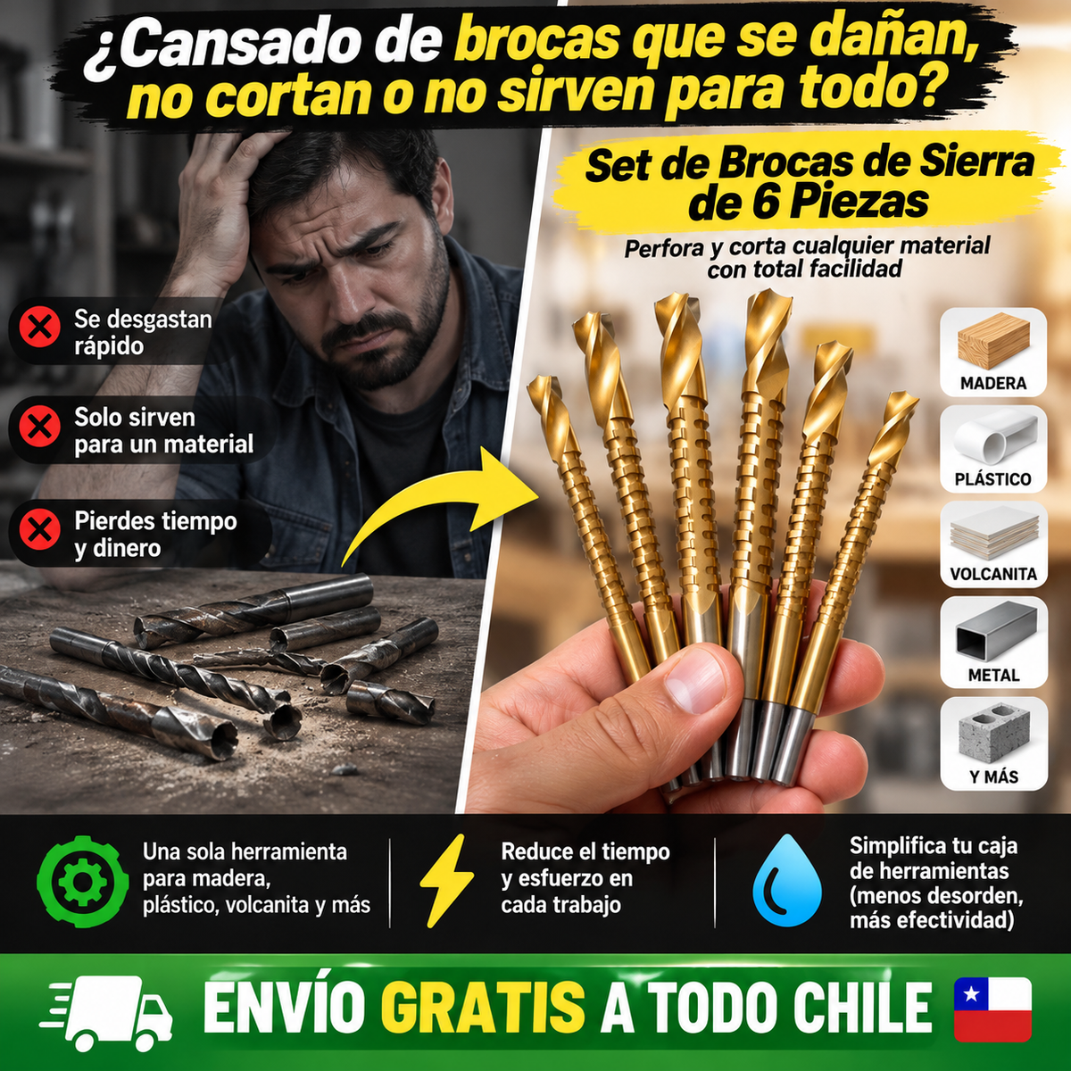 Set de Brocas de Sierra de 6 Piezas – Perfora y corta cualquier material con total facilidad