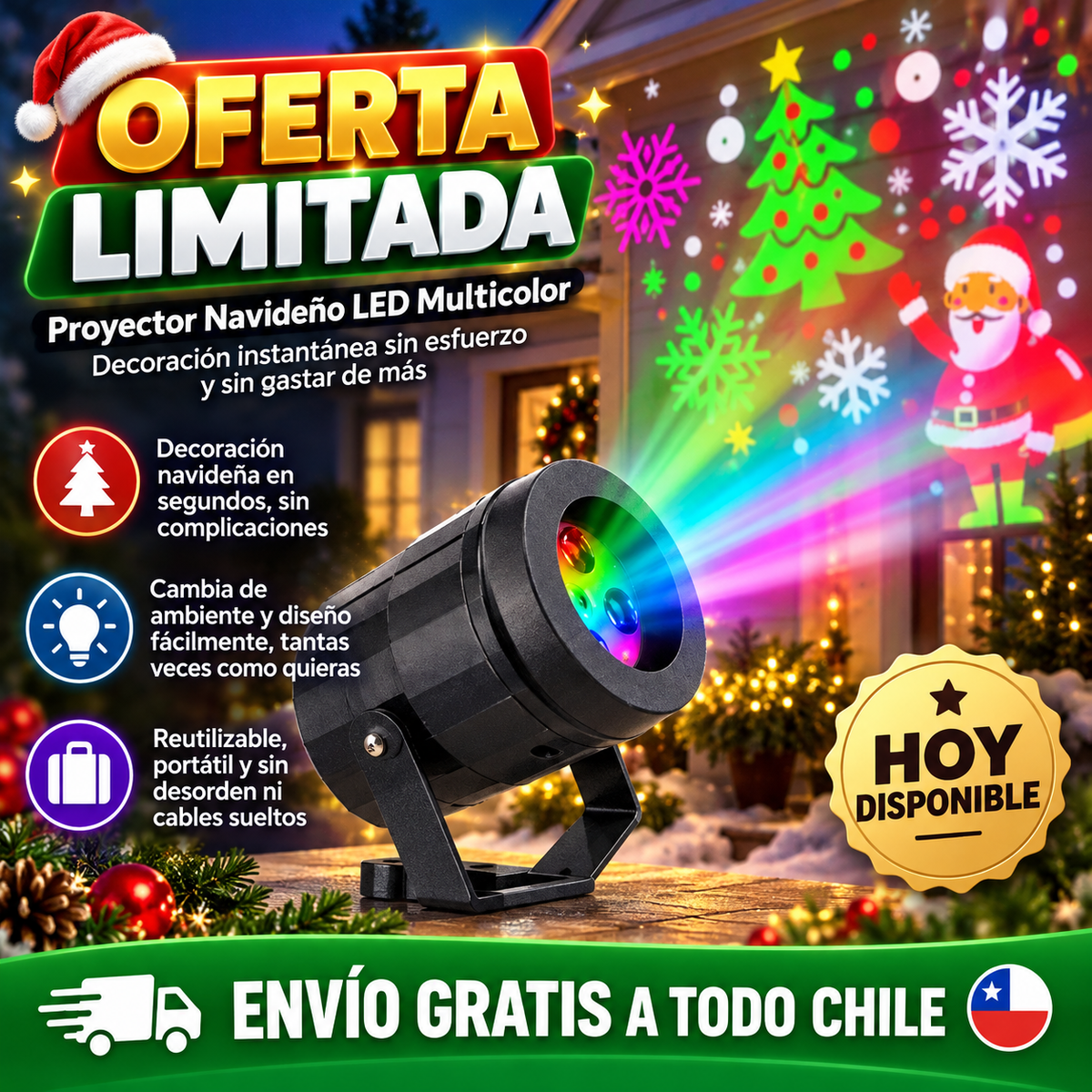 ✨ Proyector Navideño LED - decoración sin esfuerzo y sin gastar de más