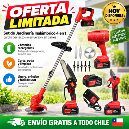 Set de Jardinería Inalámbrico 4 en 1 – Jardín perfecto sin esfuerzo y sin cables