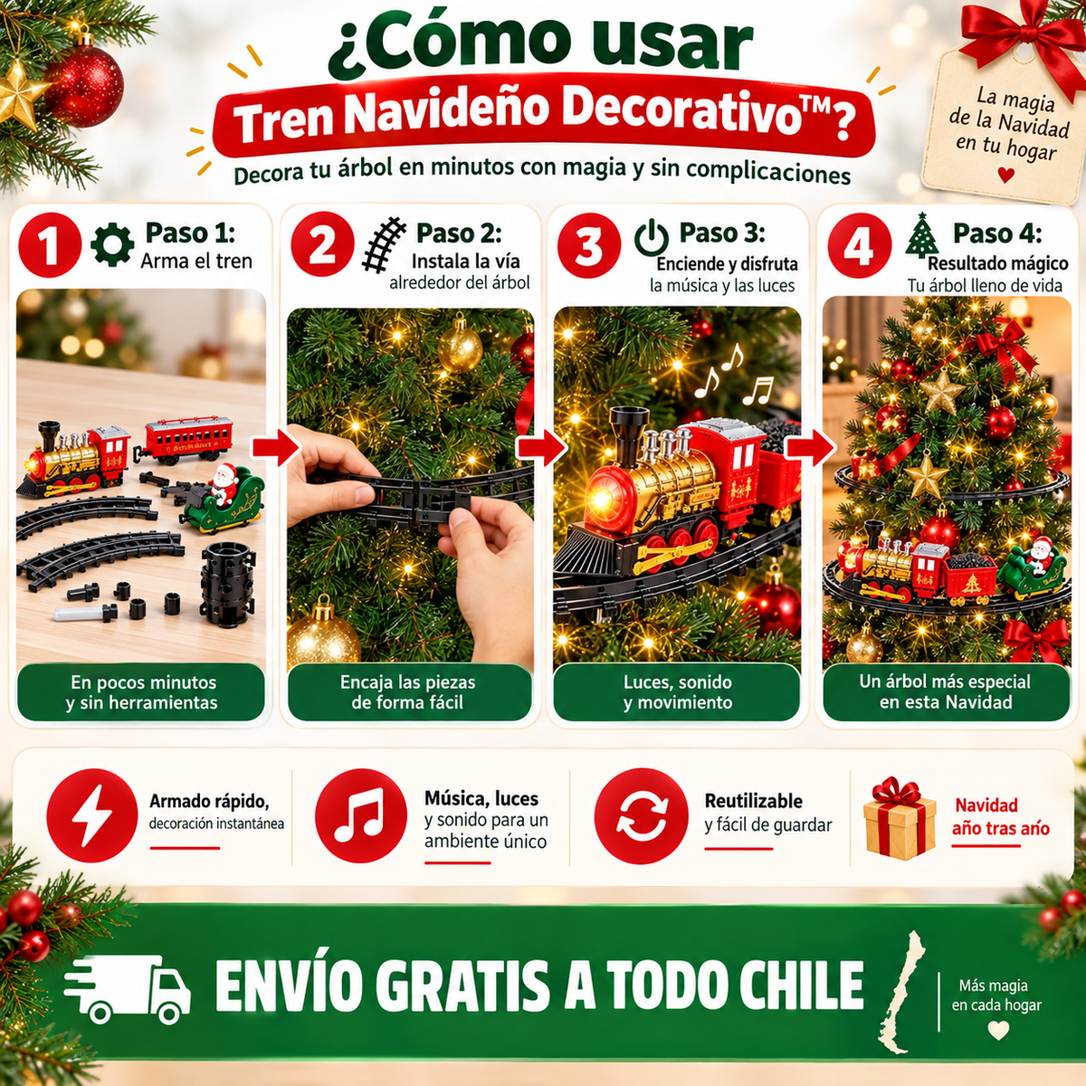 Tren Navideño Decorativo™ – Decora tu árbol con magia