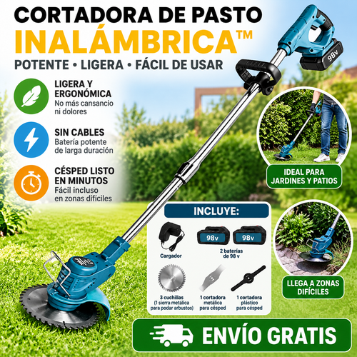 Cortadora de Pasto Inalámbrica™  + 2 Baterias GRATIS!