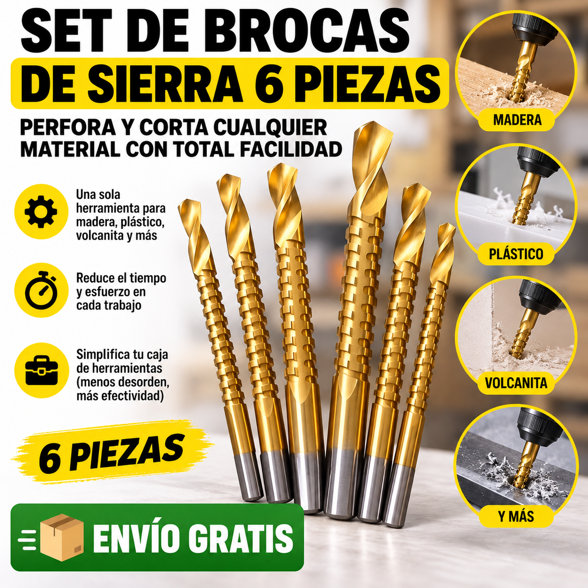 Set de Brocas de Sierra de 6 Piezas – Perfora y corta cualquier material con total facilidad