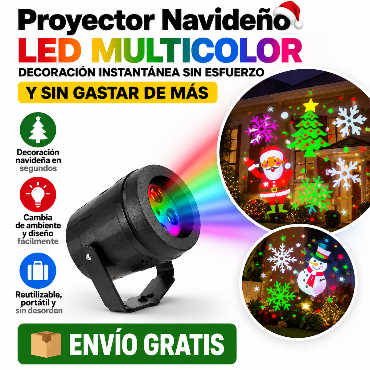 ✨ Proyector Navideño LED - decoración sin esfuerzo y sin gastar de más