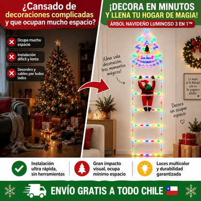 ¡DECORA EN MINUTOS Y LLENA TU HOGAR DE MAGIA! ÁRBOL NAVIDEÑO LUMINOSO 3 EN 1™