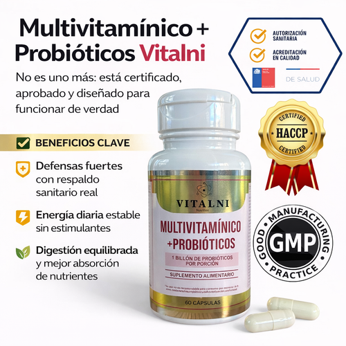 Multivitamínico + Probióticos Vitalni - No es uno más: está certificado, aprobado y diseñado para funcionar de verdad