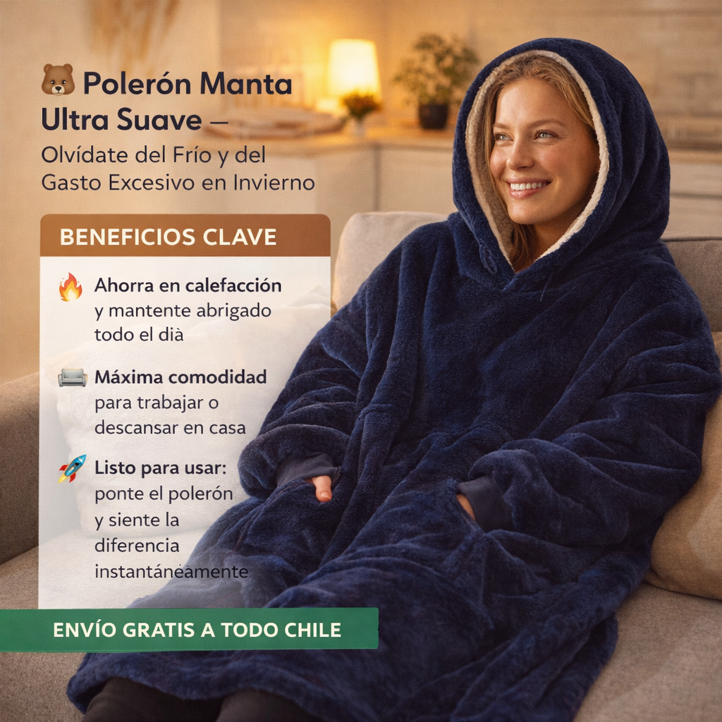 🧸 Polerón Manta Ultra Suave – Olvídate del Frío y del Gasto Excesivo en Invierno