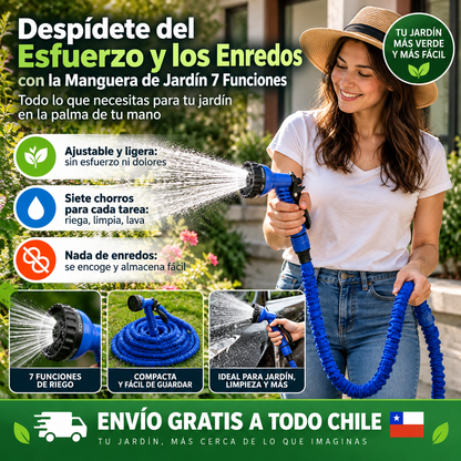 Despídete del Esfuerzo y los Enredos con la Manguera de Jardín 7 Funciones – Todo lo que necesitas para tu jardín en la palma de tu mano