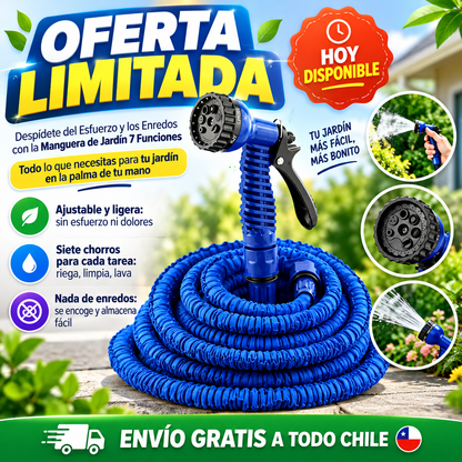 Despídete del Esfuerzo y los Enredos con la Manguera de Jardín 7 Funciones – Todo lo que necesitas para tu jardín en la palma de tu mano